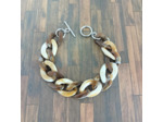 Bracelet gros maillons marron/beige argenté 22mm