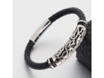 Bracelets en cuir véritable noir 14