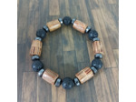 Bracelet homme bois/pierre de lave/hématite 10mm