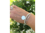 Bracelet en argent 925ème, perles de 6 mm et grande médaille martelée de 20 mm