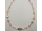 Collier rose/blanc perles Murano et naturelles