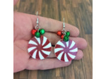 Boucles d'oreilles clochettes et roue rouge/blanc