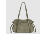 Lancaster Velvet Emma Sac Porté Epaule 518-096 Aspect Suédine Kaki Foncé