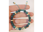 Apatite bleu, jade et bois, ajustable