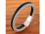 Bracelet homme cuir et acier