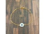 Bracelet donuts nacre et chaîne acier inoxydable doré