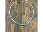 Tour de cou turquoise blanc soleil 2
