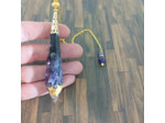 Pendule orgonite Améthyste et feuilles d'or