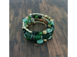 Bracelet multi-rangs vert/marron/doré