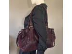 Farfouillette Sac Shopping Effet Brillant Prune