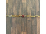 Bracelet jaspe rouge et acier inoxydable doré 1