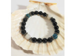 Agate noire, agate blanche,  pierre naturelle marbre bleu pétrole