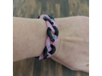 Bracelet gros maillons rose/noir argenté 22mm