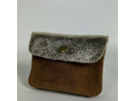 Farfouillette Petit Porte-Monnaie En Daim Choco / Doré