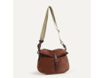 Bleu de Chauffe Sac Musette XS Cuir Velours Marron Rubis