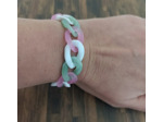 Bracelet gros maillons blanc/vert/rose 22mm