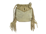 Mila Louise Nora W Sac Bourse Cuir Tressé Crème