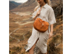 Bleu de Chauffe Sac Musette Demi Lune Margot Cuir Velours Ocre