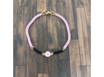 Bracelet œil porte bonheur rose-noir