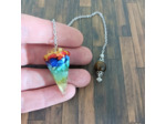 Pendule orgonite citrine/péridot/aventurine/turquoise/lapis lazuli/corail...