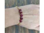 Bracelet-chaîne doré jade facetté rouge bordeaux
