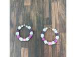 Anneaux Heishi rose/violet/blanc/argenté