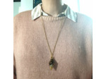 Pendentif orgonite pendule citrine/œil de tigre/feuilles d'or