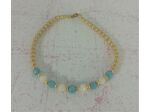 Bracelet Jade bleu/blanc et perles dorées