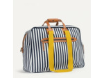 Bleu de Chauffe Sac de Voyage Cabine Aviateur Missak Cuir Et Toile Rayures D Eté