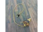 Pendule orgonite Agate noire/corail jaune/or