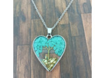Pendentif arbre de vie résine/pierres naturelles cœur 3