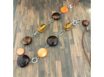 Collier long en perles de Murano tons marron
