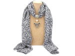 Foulard mousseline avec pendentif léopard