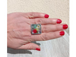 Bague carré multi-fleur argenté #5