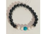 Agate noire, howlite, turquoise