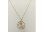 Pendentif résine avec coquillages et petites perles doré-multicolore