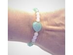 Bracelet aventurine verte/quartz rose doré cœur