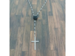 Tour de cou argenté/noir croix