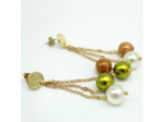 Boucles d'oreilles chaînes 3 perles en verre – Salvia