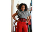 Ceinture rouge en velours réversible