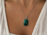 PENDENTIF MALACHITE ARGENT