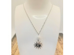 Pendentif soleil en acier inox et perle pierre de lune