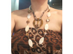 Collier nacre marron/blanc