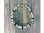 Bracelet agate noire et jaspe dalmatien