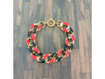 Bracelet gros maillons doré/rouge/noir émaillé