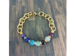Bracelet 7 chakras gros maillons doré
