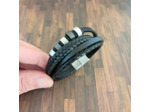 Bracelet homme 4 lanières cuir et acier inoxydable