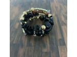 Bracelet multi-rangs noir/marron/doré