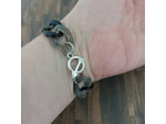 Bracelet gros maillons gris/noir argenté 22mm