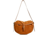 Bleu de Chauffe Sac Musette Demi Lune Margot Cuir Velours Ocre